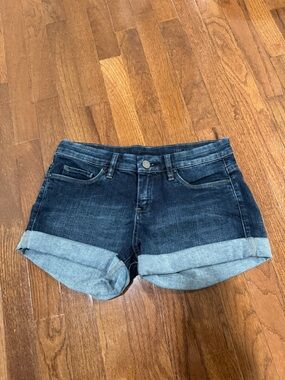 Blank NYC Dark Blue Rolled Cuff Denim Shorts